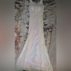 White prom dress with sequins